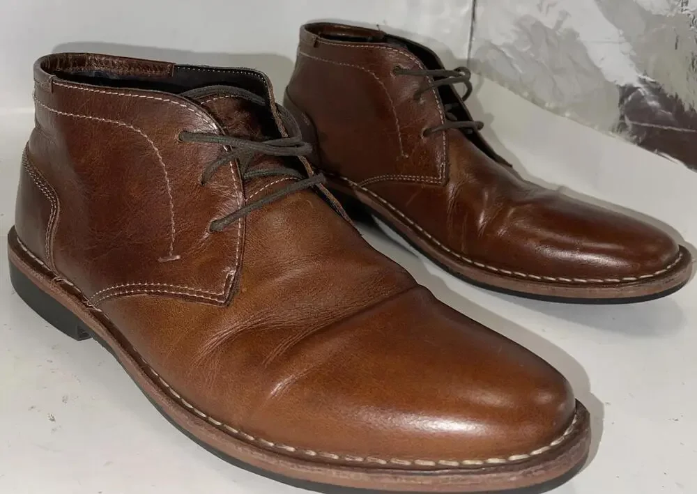Steve Madden Chukka Boots Mens Size 8 Brown Leather Lace Up Casual P-IVON 982